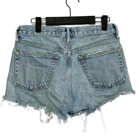 AGOLDE Distressed Parker Shorts Women's Sz 26 Button Fly Light Wash Raw Hem - Picture 2 of 7